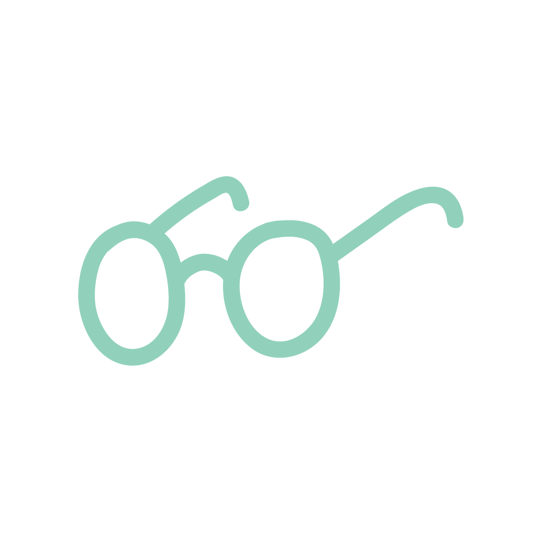 Hand-drawn eyeglasses icon representing 'Buy a Frame – Help a Child' See program.